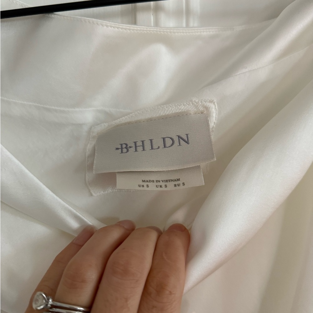 BHLDN Sienna Off-The-Shoulder High-Shine Satin Maxi Dress - Picture 6 of 7